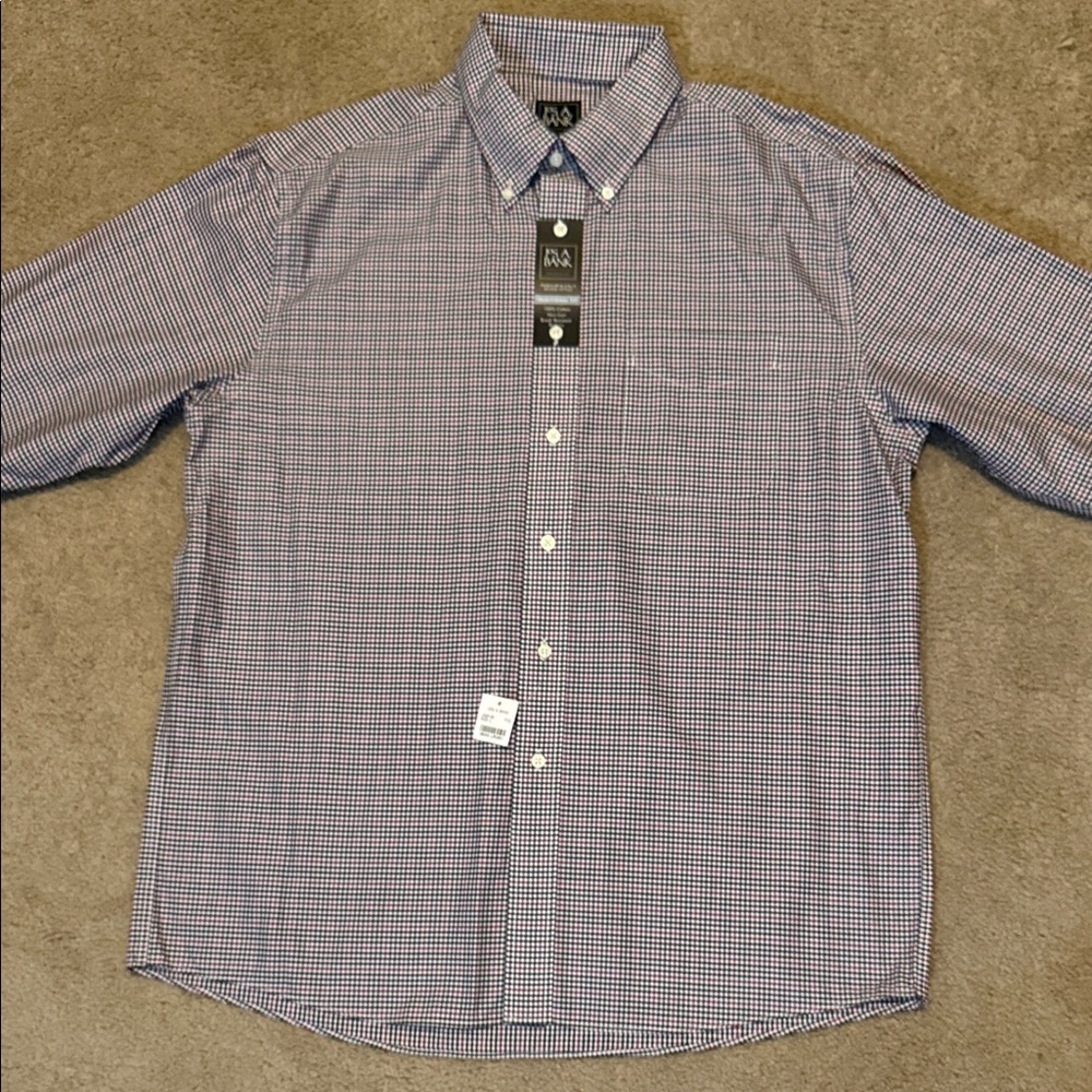 New Jos. A. Bank Men's Black and Red Plaid Shirt - Picture 4 of 7